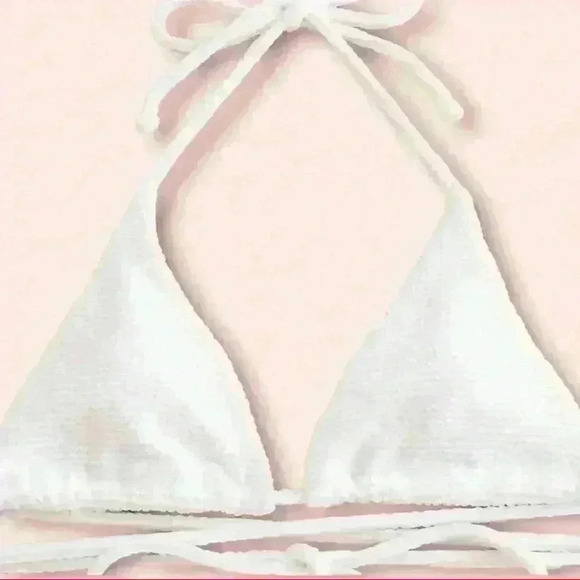 NWT Textured Triangle Wrap Around Solid White Tie Bikini SET - Picture 3 of 14